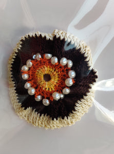 Crochet Hair Bun Cover Hair Net with Threads & Beads