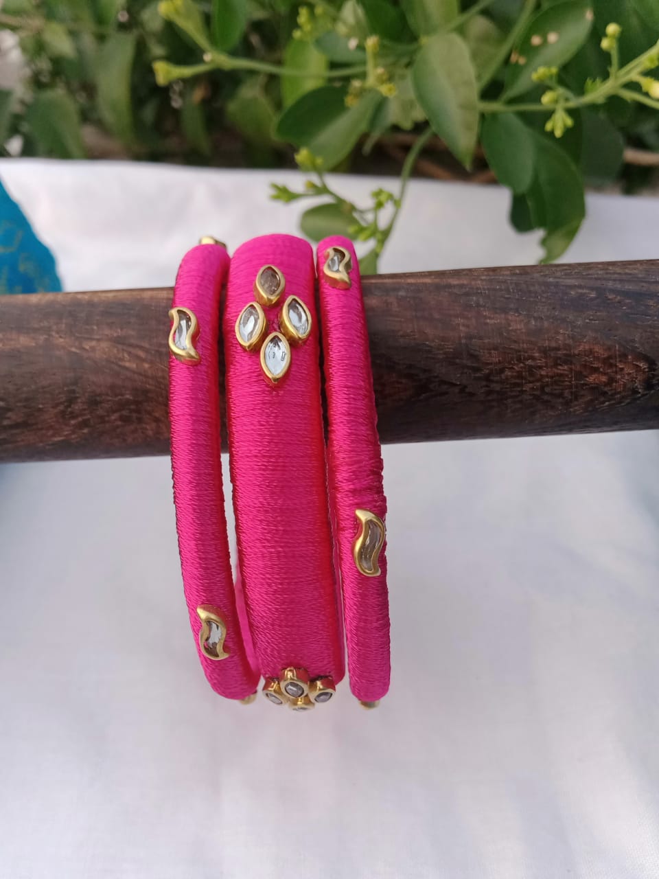 Designer Silk Thread Bangles - Pink