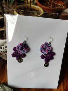Handmade Crochet Jewellery - Purple Earrings
