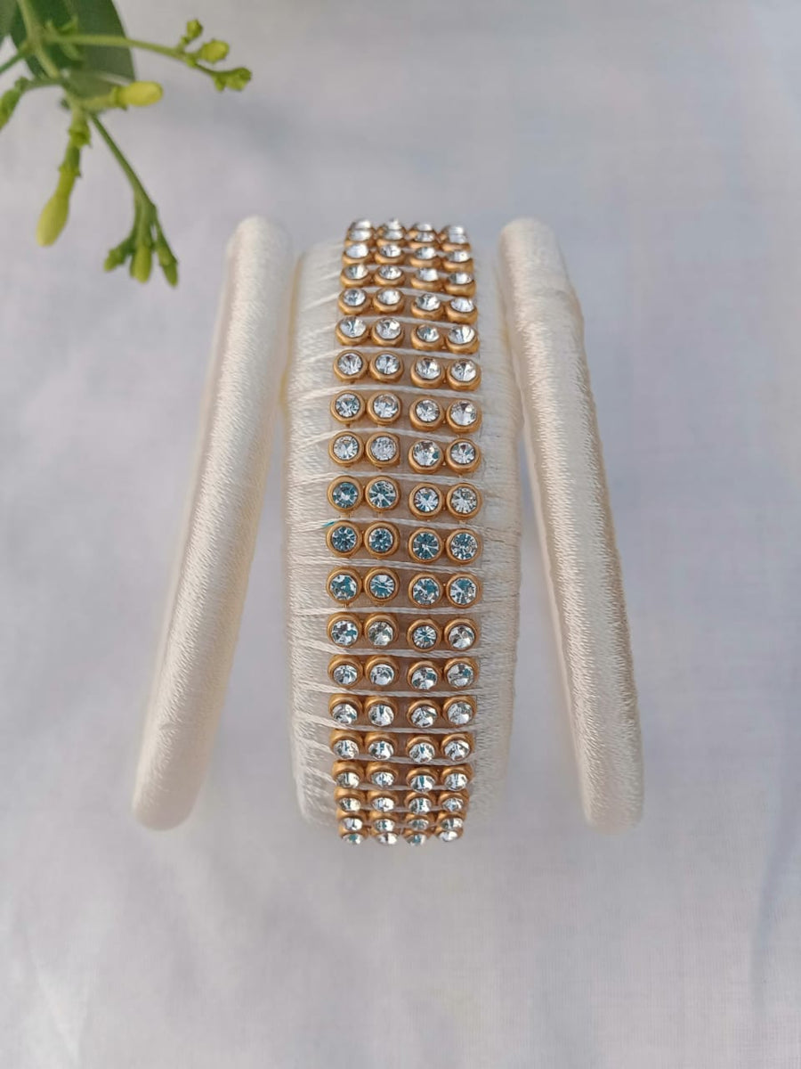 Designer Silk Thread Bangles White Maheela Power Online Shopping Marketplace
