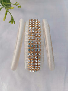 Designer Silk Thread Bangles - White