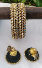 Load image into Gallery viewer, Designer Silk Thread Bangles &amp; Earrings - Kundan
