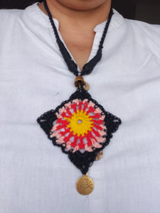 Handmade Crochet Jewellery - Diamond shaped Pendant