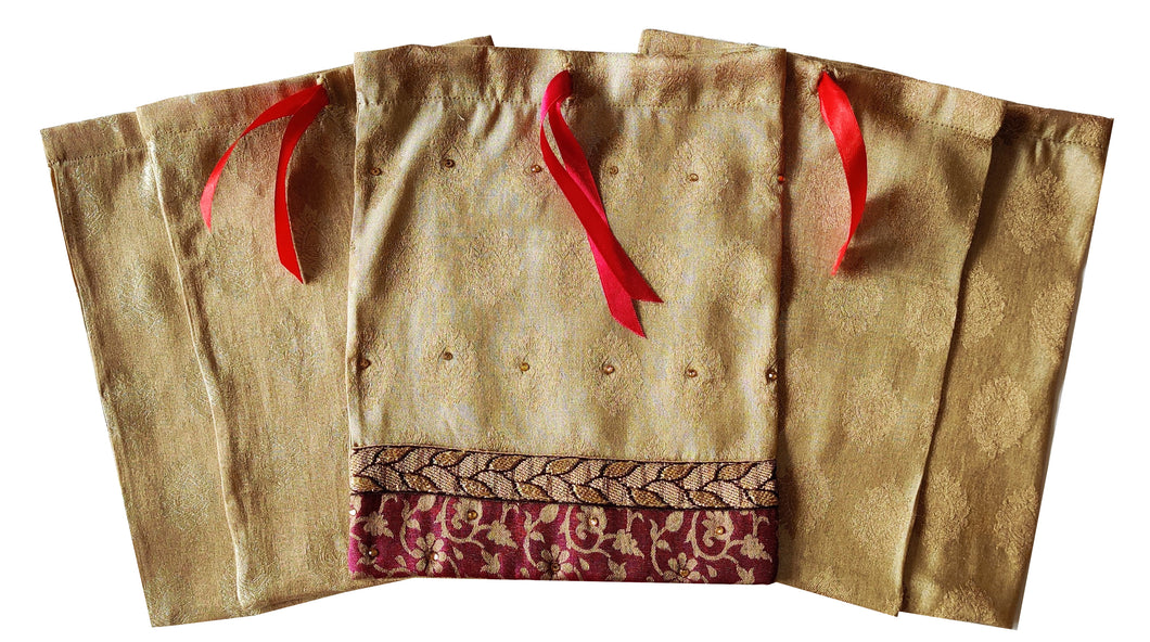Gift Pouches / Thamboolam / Dryfruit Potlis - Set of 5 (GP0007)