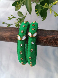 Designer Silk Thread Bangles - Green