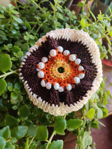 Crochet Hair Bun Cover Hair Net with Threads & Beads