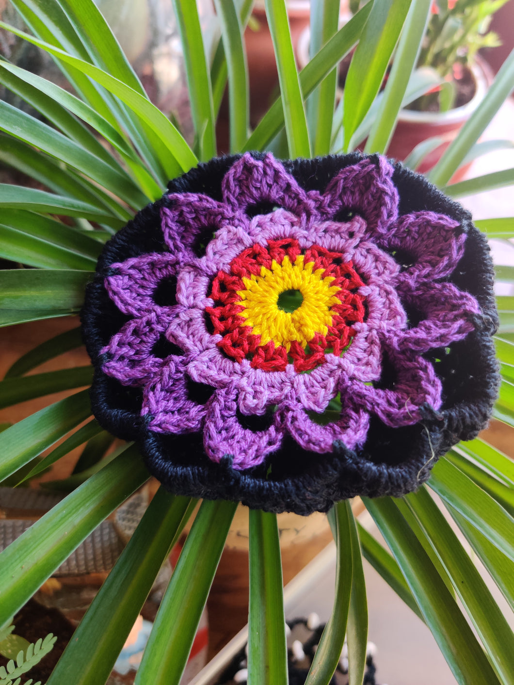 Crochet Hair Bun Cover Hair Net with Colored Threads