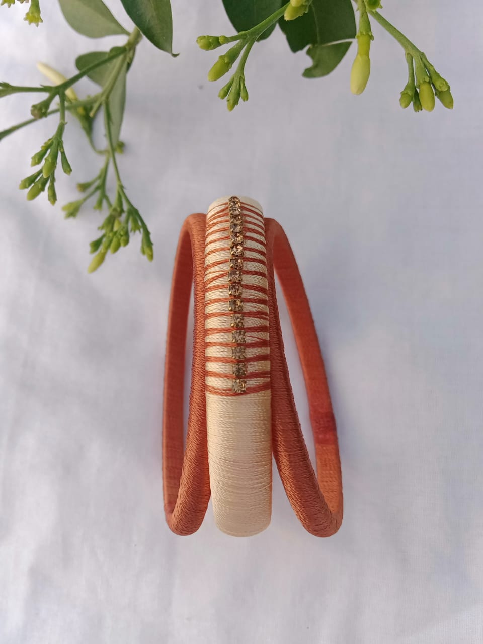 Designer Silk Thread Bangles - Light Brown