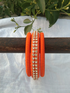 Designer Silk Thread Bangles - Orange