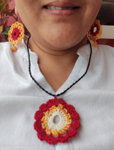 Handmade Crochet Jewellery - Necklace with Earrings