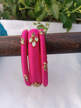 Load image into Gallery viewer, Designer Silk Thread Bangles - Pink
