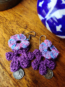 Handmade Crochet Jewellery - Purple Earrings