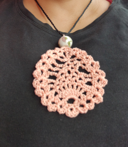 Handmade Crochet Jewellery - Peach Pendant