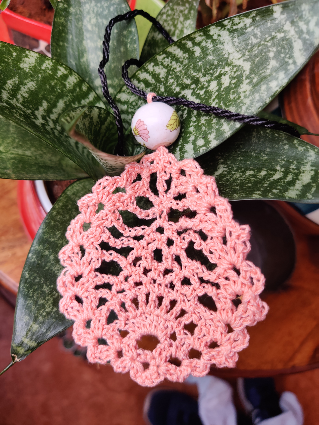 Handmade Crochet Jewellery - Peach Pendant
