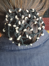 Load image into Gallery viewer, Crochet Hair Bun Cover Hair Net with Threads &amp; Beads
